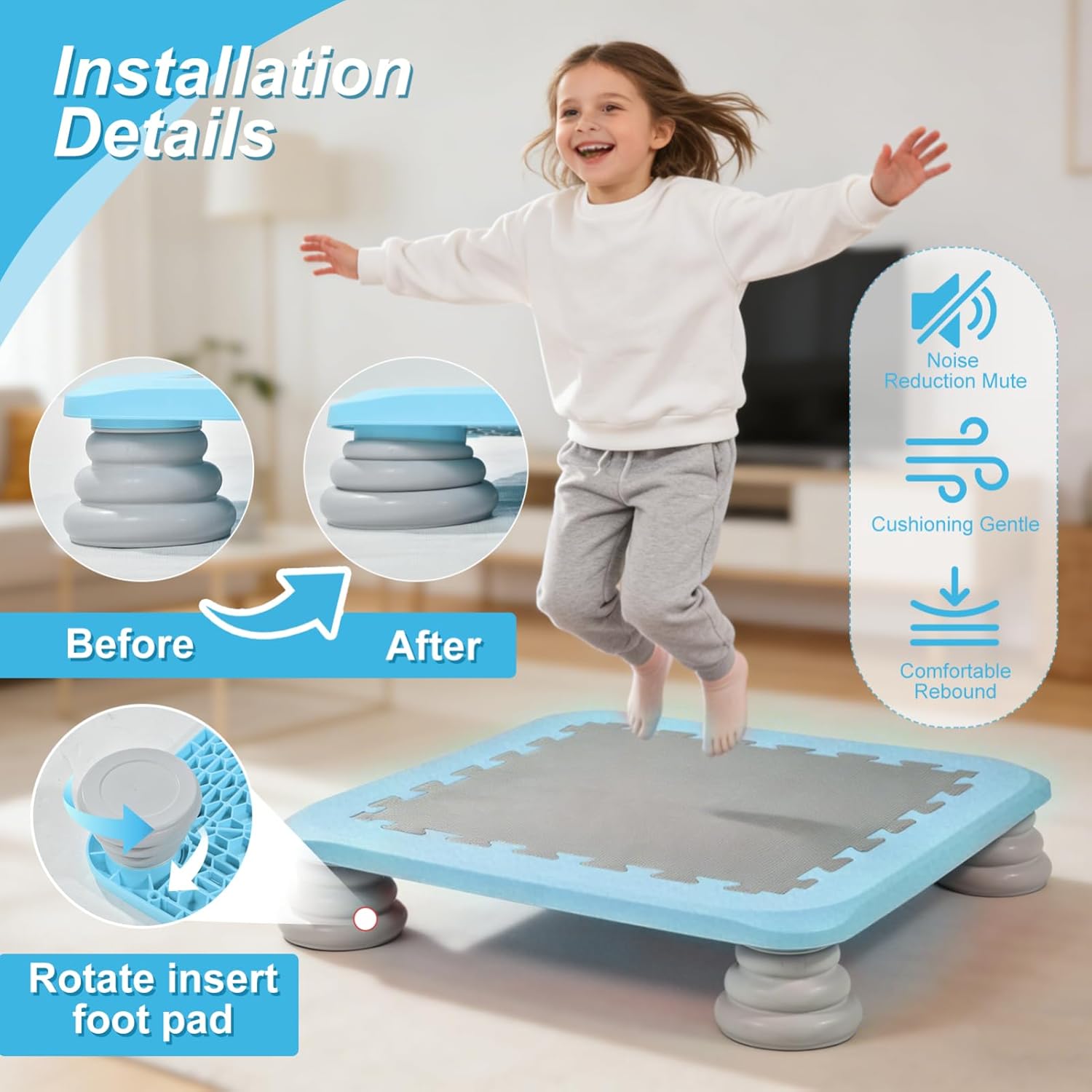 Training Net Mini - Trampolina dla dzieci, stabilna mini trampolina